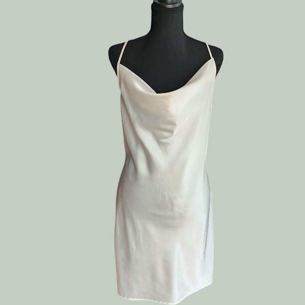 H&M Divided Cream Cowl Neck Strappy Open Back Slip Dress‎ L